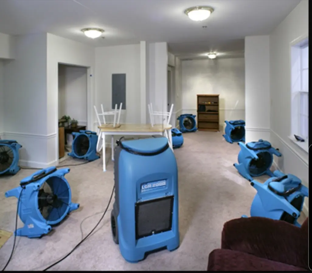 Air movers and dehumidifier setup for Water Extraction & Removal in Alcoa
